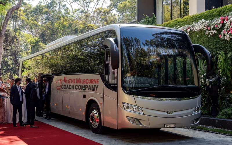 Comfortable charter bus for Melbourne wedding guests